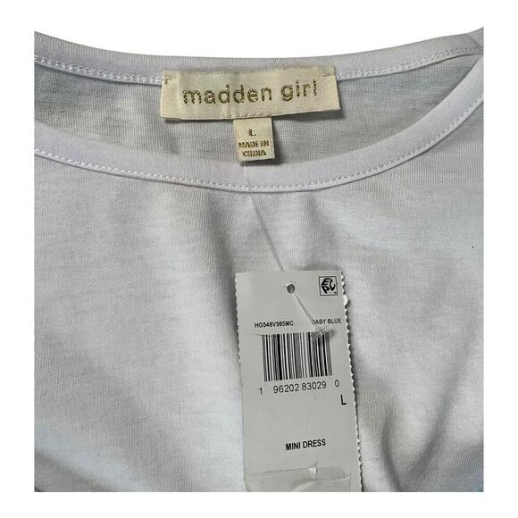 Madden Girl NWT Junior's 2 In 1 T-Shirt Slip Dress In Baby Blue and White Large - Picture 8 of 8